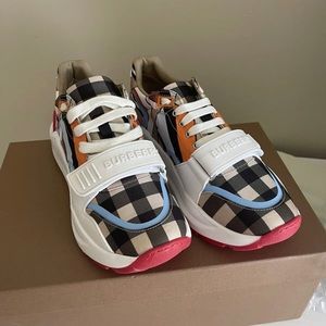$820 Burberry Women's Multicolor Ramsey Sneakers EU 37.5/US 7.5